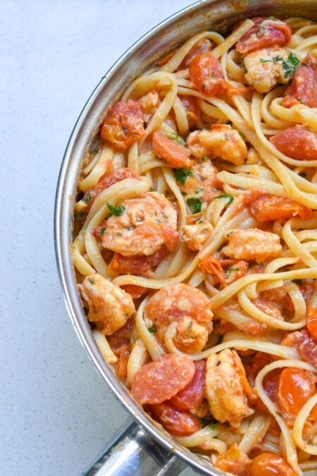 Creamy chili Prawn Pasta