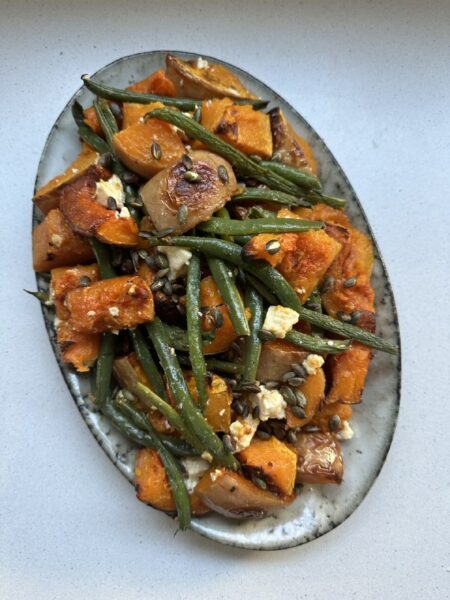 Roasted Butternut Green Beans Feta Pumpkin seeds