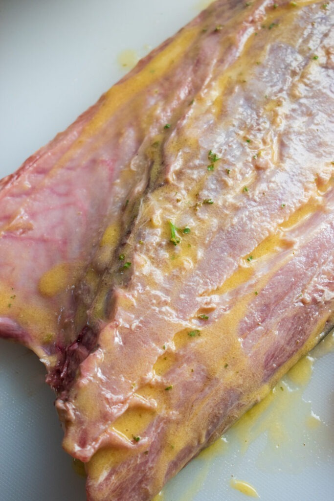 raw fish with Dijon Mustard